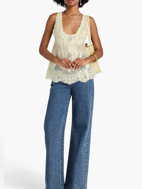 Zimmermann Tops - Zimmermann Boho pastel yellow lace top in linen | Size 1/S
